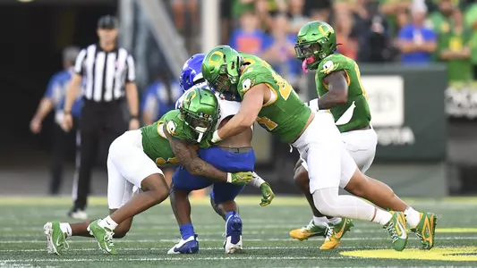 The Oregon Ducks take on the Boise Broncos at Autzen Stadium in Eugene, Oregon on September 7, 2024 (Isaac Wasserman / Eric Evans Photo)