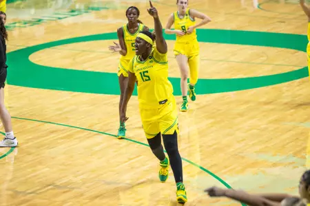 The Oregon women's basketball team takes on Purdue at Matthew Knight Arena on Jan. 15, 2025.
