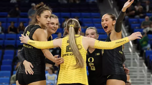 Team huddle celebration at UCLA (Oct. 22)