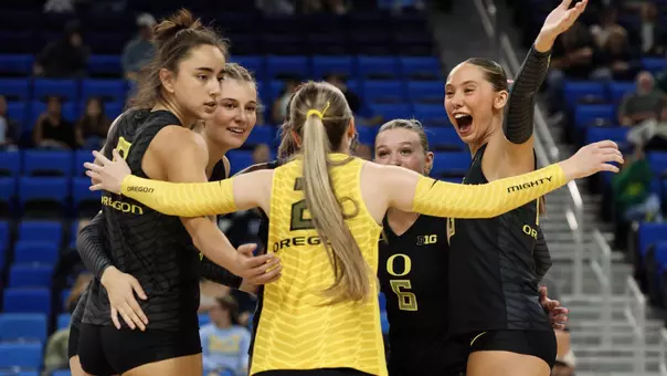 Team huddle celebration at UCLA (Oct. 22)