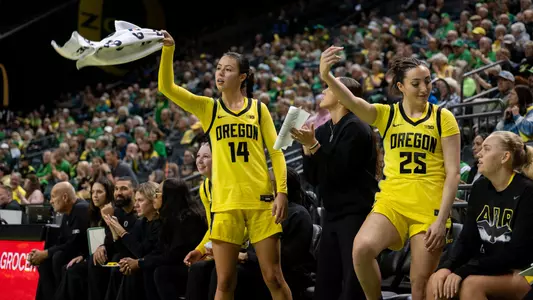 The Oregon women's basketball team takes on Grand Canyon on Nov. 11, 2025 at Matthew Knight Arena.