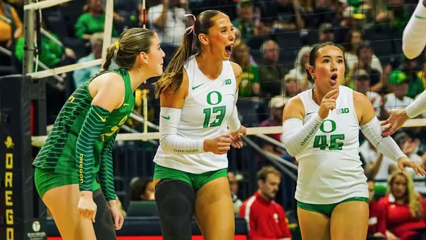 Team celebration vs Wisconsin (Oct. 26)