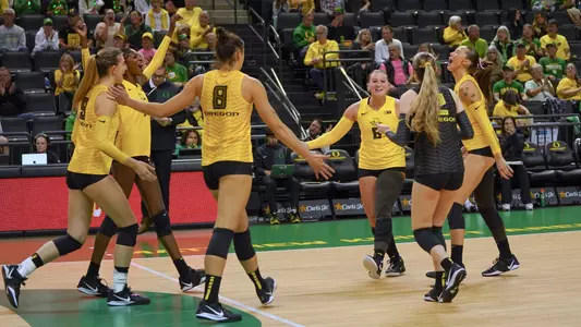 Team celebration vs Penn State (Oct. 18)