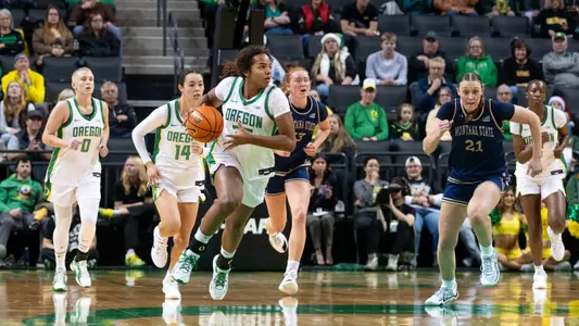 The Oregon women's basketball team takes on Montana State at Matthew Knight Arena on Dec. 14, 2025.