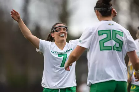 The Oregon Ducks take on the Central Michigan Chippewas at Papé Field in Eugene, Oregon on February 22, 2025 (Molly McPherson)
