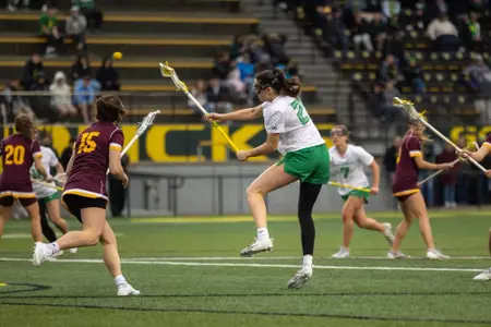 The Oregon Ducks take on the Central Michigan Chippewas at Papé Field in Eugene, Oregon on February 22, 2025 (Molly McPherson)
