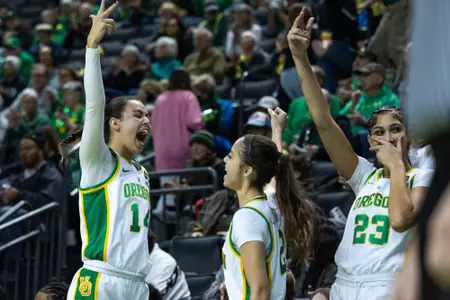 The Oregon women's basketball team takes on UCLA at Matthew Knight Arena on Feb. 9, 2025.