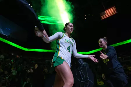 The Oregon women's basketball team takes on UCLA at Matthew Knight Arena on Feb. 9, 2025.