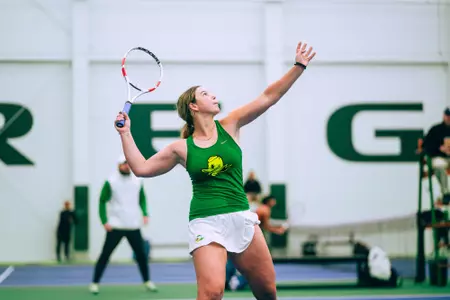 The Oregon women's tennis team takes on USC a the Student Tennis Center on March 16, 2025.