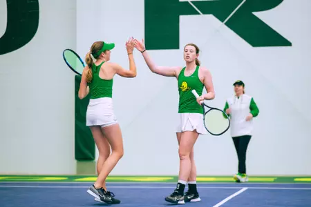 The Oregon women's tennis team takes on USC a the Student Tennis Center on March 16, 2025.
