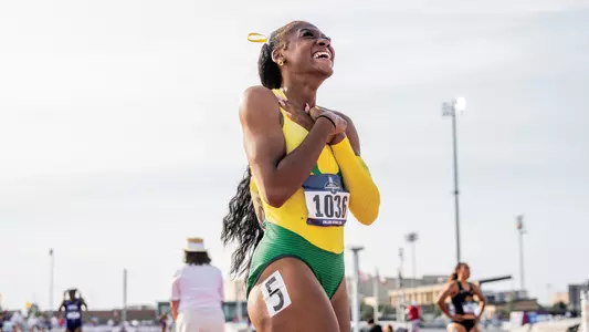 Aaliyah McCormick, 100H celebration at NCAA West (May 31)
