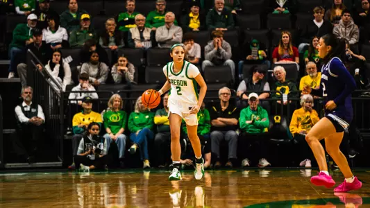 The Oregon women's basketball team takes on Northwestern at Matthew Knight Arena on Jan. 1, 2026.