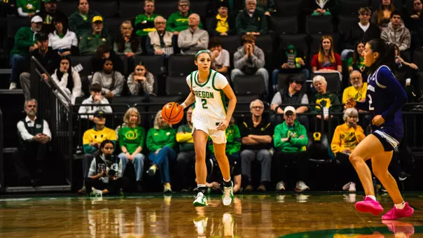 The Oregon women's basketball team takes on Northwestern at Matthew Knight Arena on Jan. 1, 2026.