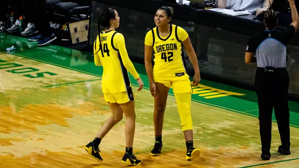 The Oregon women's basketball team takes on Penn State at Matthew Knight Arena on Jan. 24, 2026.