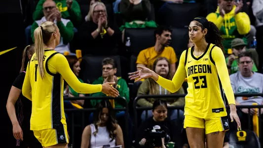 The Oregon women's basketball team takes on Penn State at Matthew Knight Arena on Jan. 24, 2026.