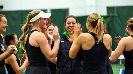 The Oregon women's tennis team takes on New Mexico State at the Student Tennis Center on Jan. 24, 2026.