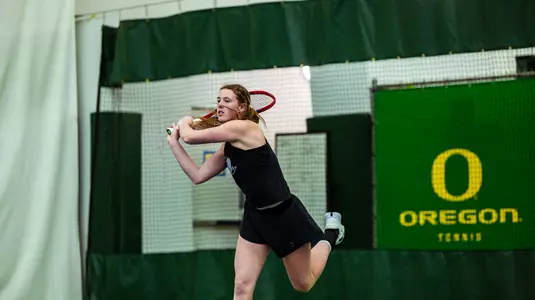 The Oregon women's tennis team takes on New Mexico State at the Student Tennis Center on Jan. 24, 2026.