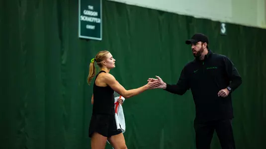 The Oregon women's tennis team takes on New Mexico State at the Student Tennis Center on Jan. 24, 2026.