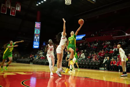 The Oregon women's basketball team takes on Rutgers at Jersey Mike's Arena on Jan. 28, 2026.
