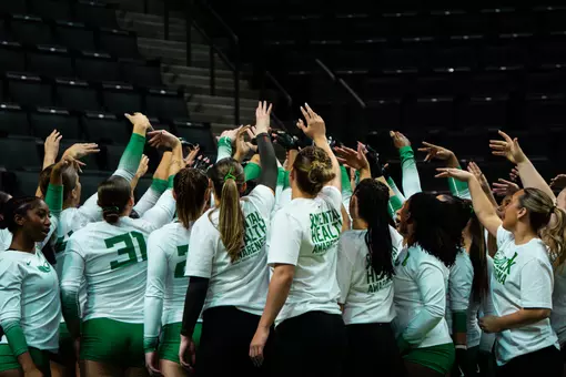 The Oregon Ducks acrobatics and tumbling team hosted the Quinnipiac Bobcats in their first home meet of the 2026 season on Saturday, Feb. 21 in Matthew Knight Arena.