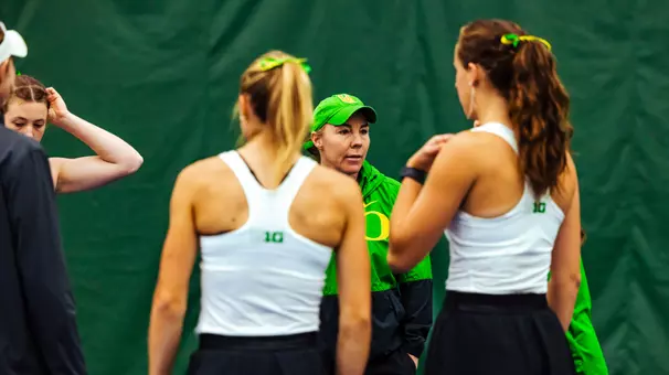 The Oregon women's tennis team takes on Portland at the Student Tennis Center on Feb. 7, 2026.