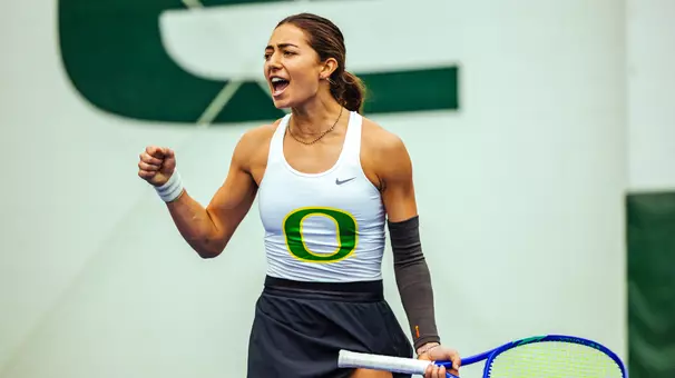 The Oregon women's tennis team takes on Portland at the Student Tennis Center on Feb. 7, 2026.