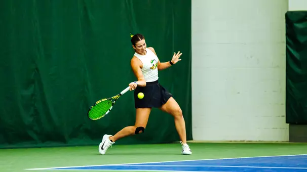 The Oregon women's tennis team takes on Washington at the UO Student Tennis Center on March 14, 2026.
