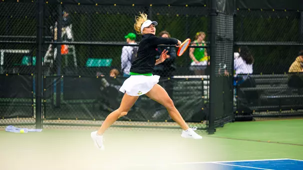 The Oregon women's tennis team takes on Northwestern at the UO Student Tennis Center on March 29, 2026.