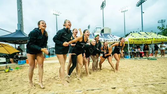 Team celebration vs Santa Clara (April 12, 2026)