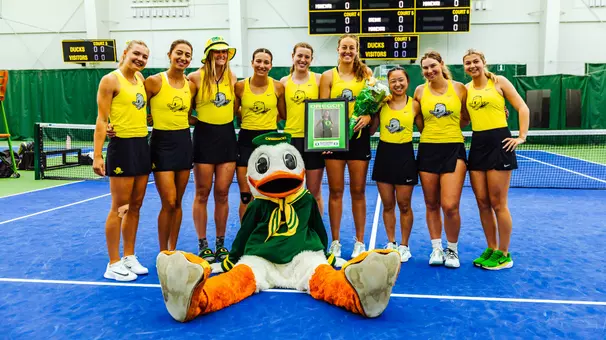 The Oregon women's tennis team takes on Minnesota at the UO Student Tennis Center on April 12, 2026.