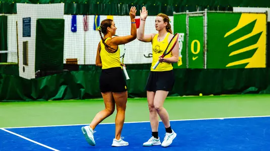 The Oregon women's tennis team takes on Minnesota at the UO Student Tennis Center on April 12, 2026.