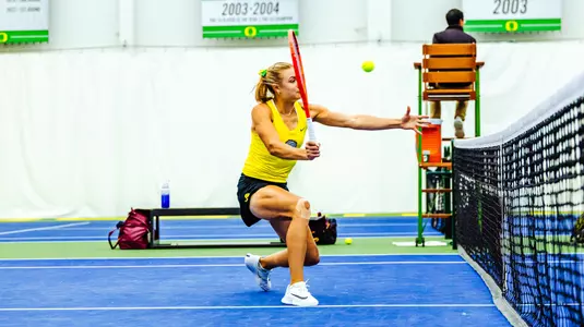 The Oregon women's tennis team takes on Minnesota at the UO Student Tennis Center on April 12, 2026.