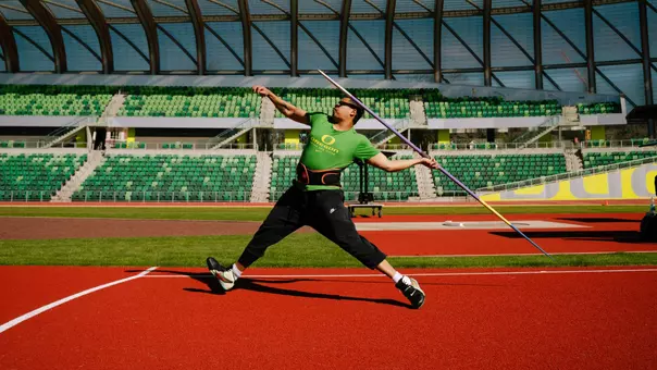 Pat Vialva, javelin practice (March 2026)