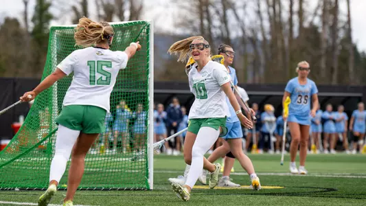 The Oregon women's lacrosse team took on Kent State at home on March 9th, winning 15-1.