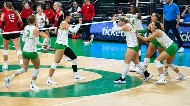 Crownover, Sucurovic celebration vs Utah, preseason (Aug. 2026)