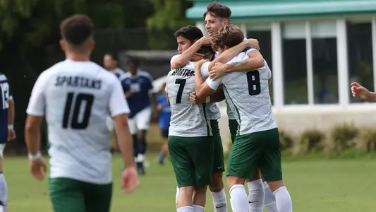 MSOC Goal Celebration Longwood 2021