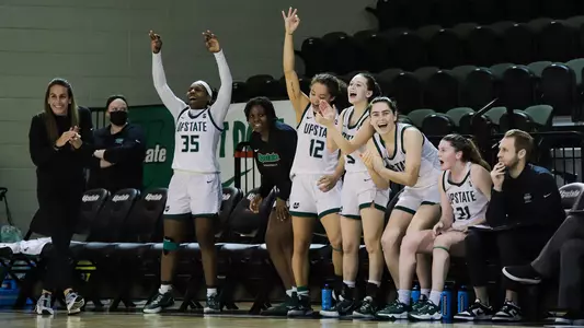 WBB Bench Celebration Bob Jones 2021-22