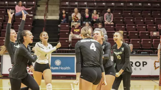 Celebration Post-Ady O'Grady & MJ Klaumann Block vs. Winthrop Set 1 2023