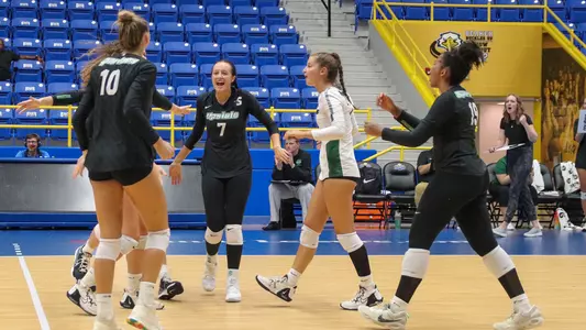 Team Celebration Post-Point Set 1 vs. Morehead State 2023