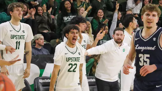 Bench Celebration Post-Miguel Ayesa Layup vs. Longwood 2nd Half 2024
