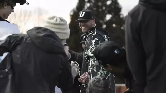 Kane Sweeney Postgame Silly String vs. Boston College Gm1 2025