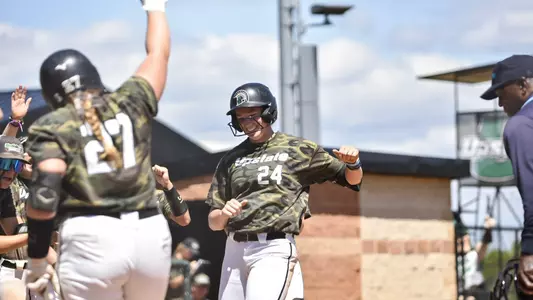Sophia Kardatzke after hitting a solo HR vs. Charleston Southern