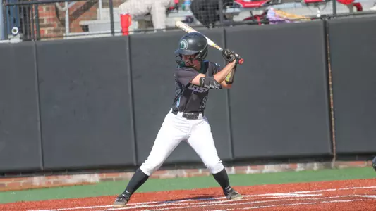 Amie Johnson at bat at GWU
