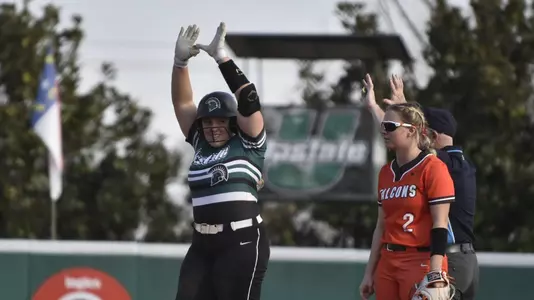Carson Shaw on base after a hit against Bowling green