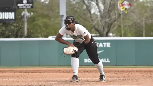Sierra Maness in the circle in Game one vs. Winthrop (4.4.25)