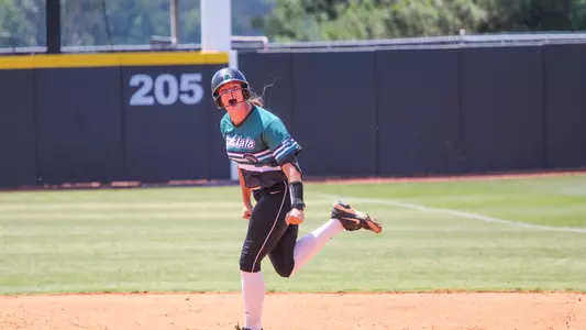 Sophia Kardatzke after a two-run homer vs. Longwood