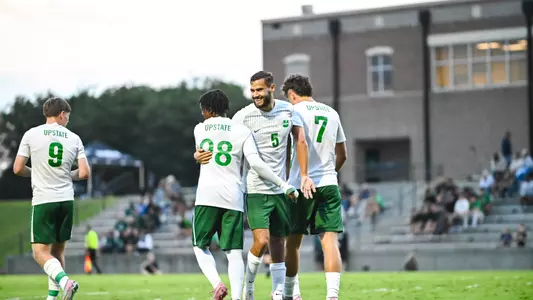 Ewan Tomas and Vitalis Takawira Jr. celebrating after two goals in 18 seconds (9.16.25)