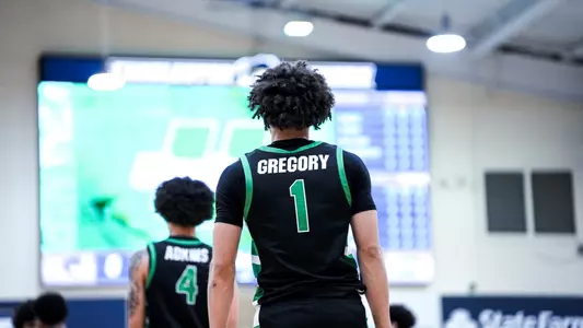Karmani Gregory walking on the court against Charleston Southern (1/14/26)