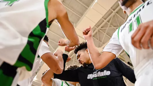 Breylin Garcia breaking the huddle pregame against UNC Asheville (1/21/26)