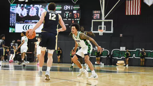 Carmelo Adkins picking up full court against Charleston Southern (2/7/26)